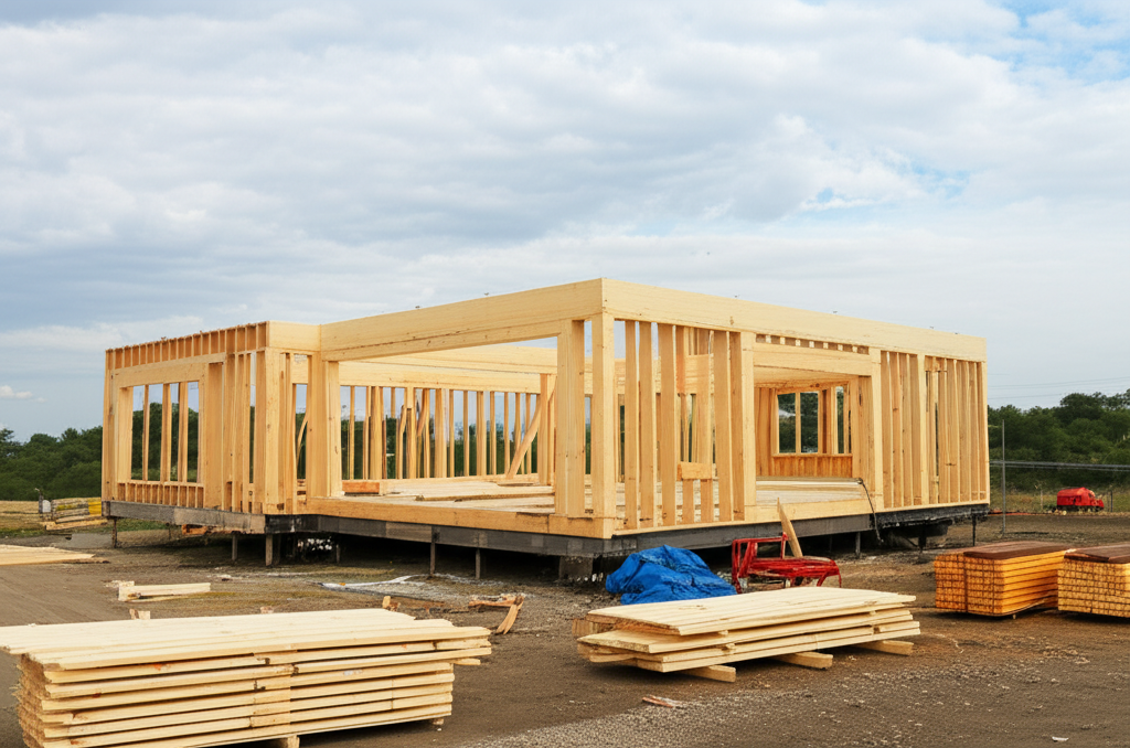 Construção de casa de madeira